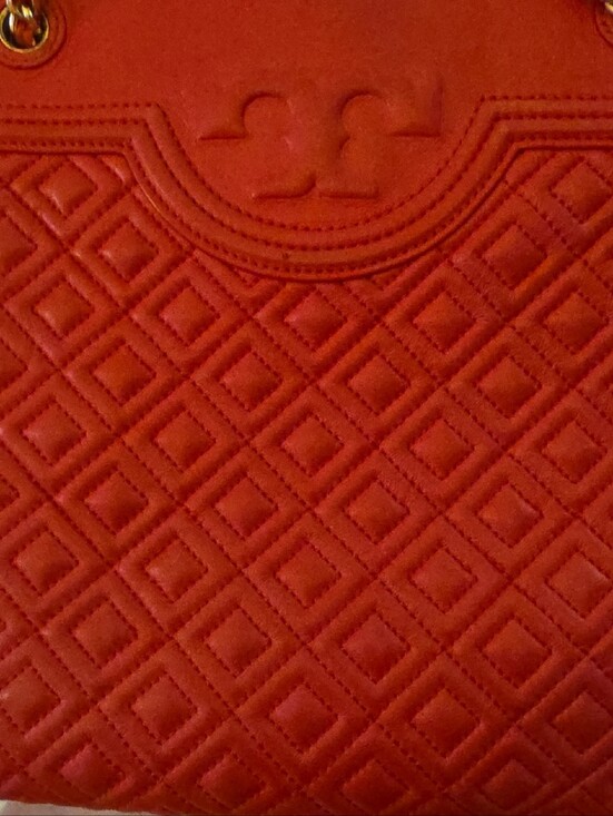 Handbags - Quilted Red Tote with Diamond Stitch Detail